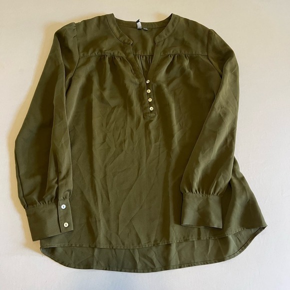Kut from the Kloth green v-neck blouse L - Picture 1 of 9